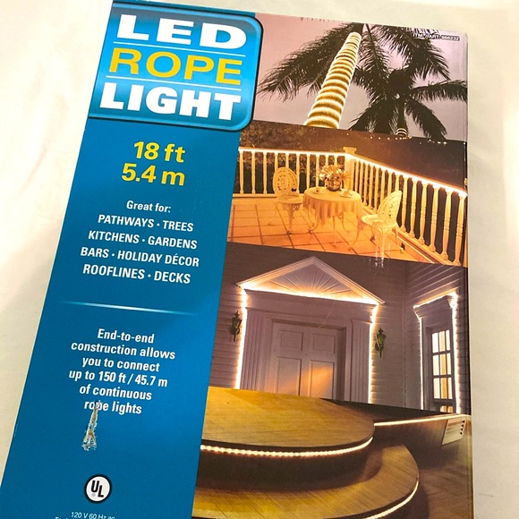 NIB LED rope lights 18 foot pathways, trees. Holiday, roofline decks - Picture 1 of 6